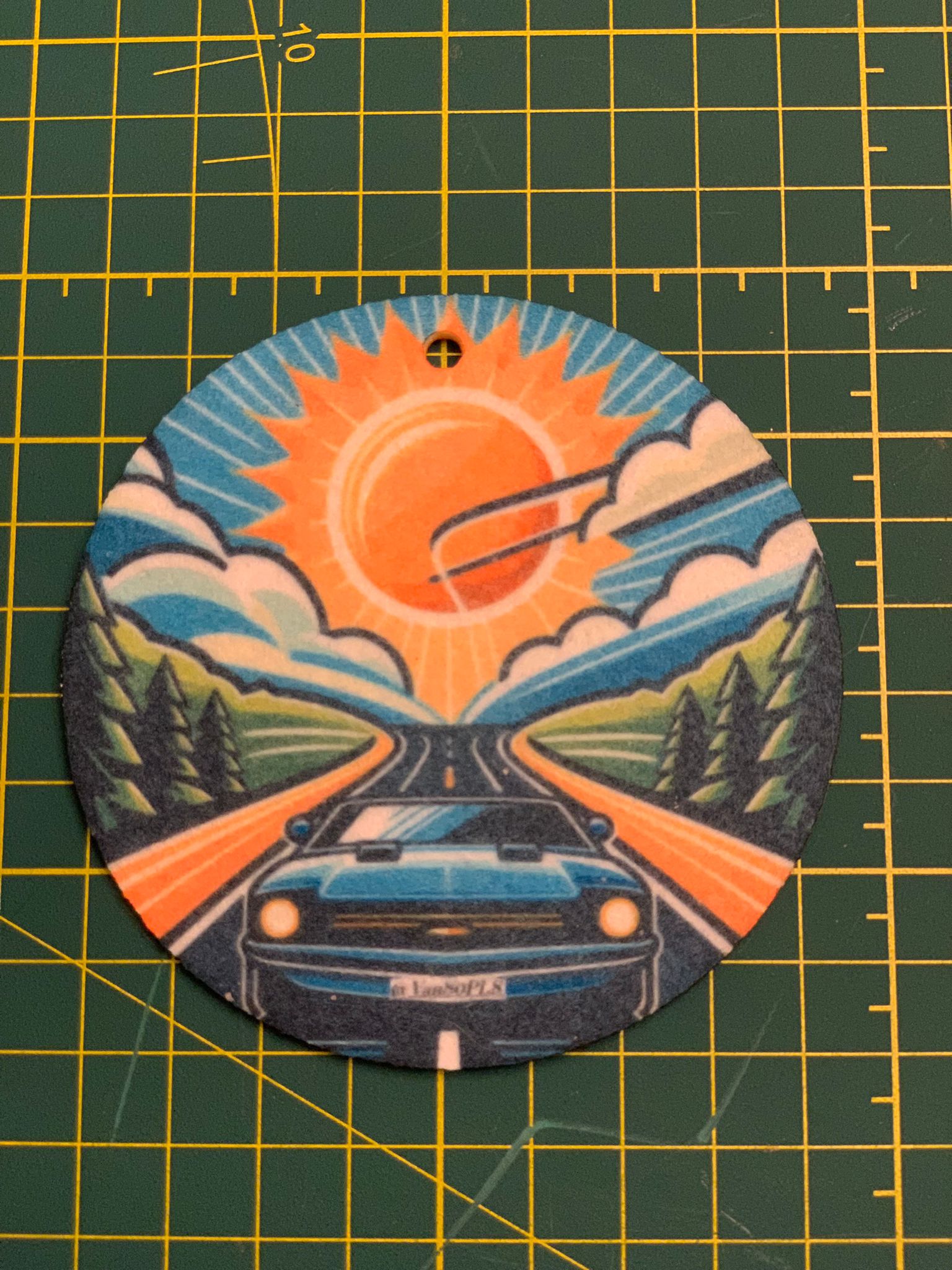 Mountain Drive Car Air Freshener - Van80pl8 - Front side